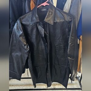 Cider Faux Leather Button Jacket, Size M